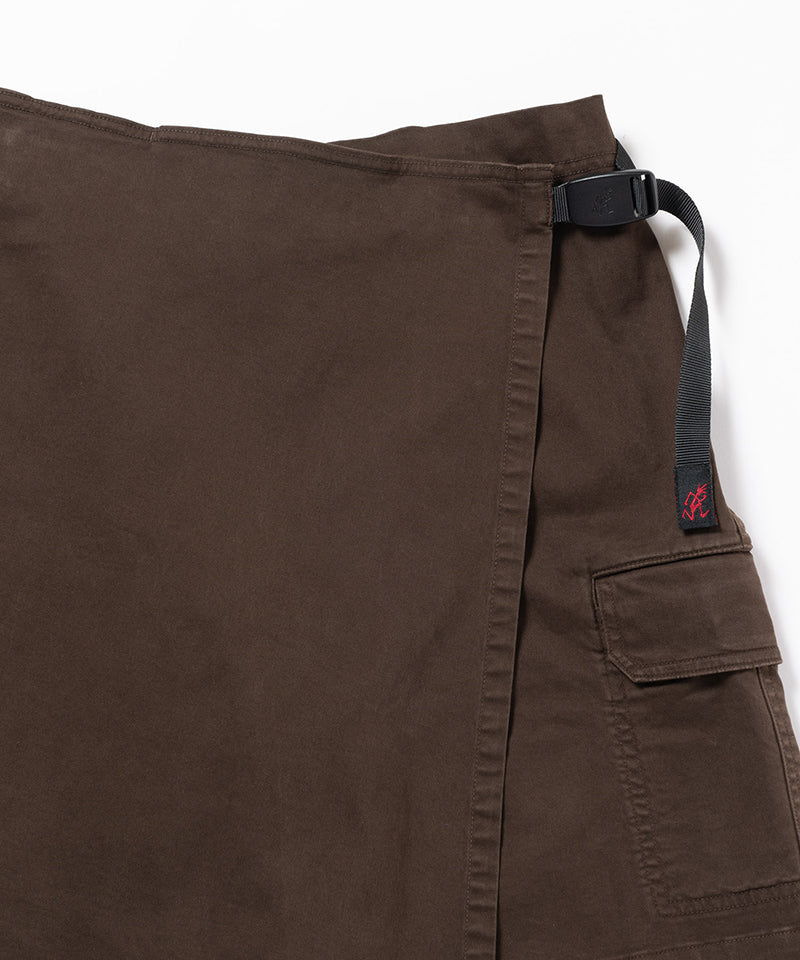 Close-up of Gramicci G-Skort in the color chocolate against a light-tone background.