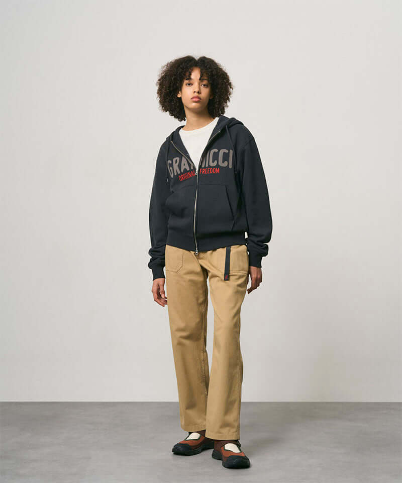 Gramicci Spell Out Zip Hooded Sweatshirt Color: VINTAGE BLACK