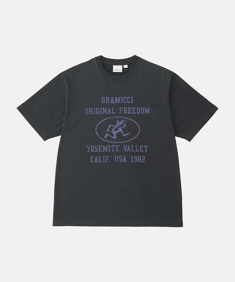 Gramicci vintage black Yosemite Valley Tee with a graphic against a light-tone background.