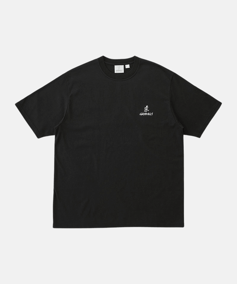 Gramicci black One Point Logo Tee with a graphic against a light-tone background.