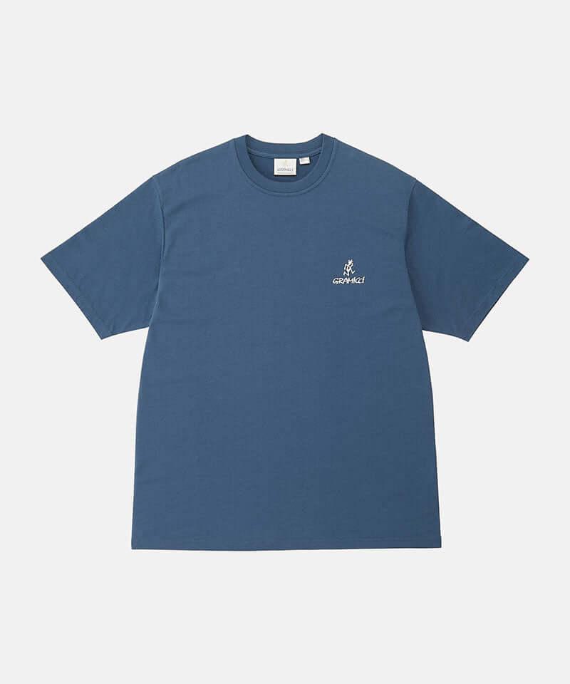 Gramicci dusky blue One Point Logo Tee with a graphic against a light-tone background.