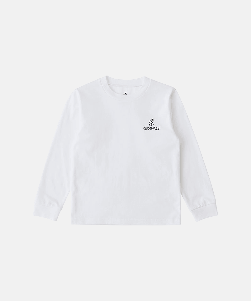 Gramicci white One Point Logo Long Sleeve Tee with a graphic against a light-tone background.