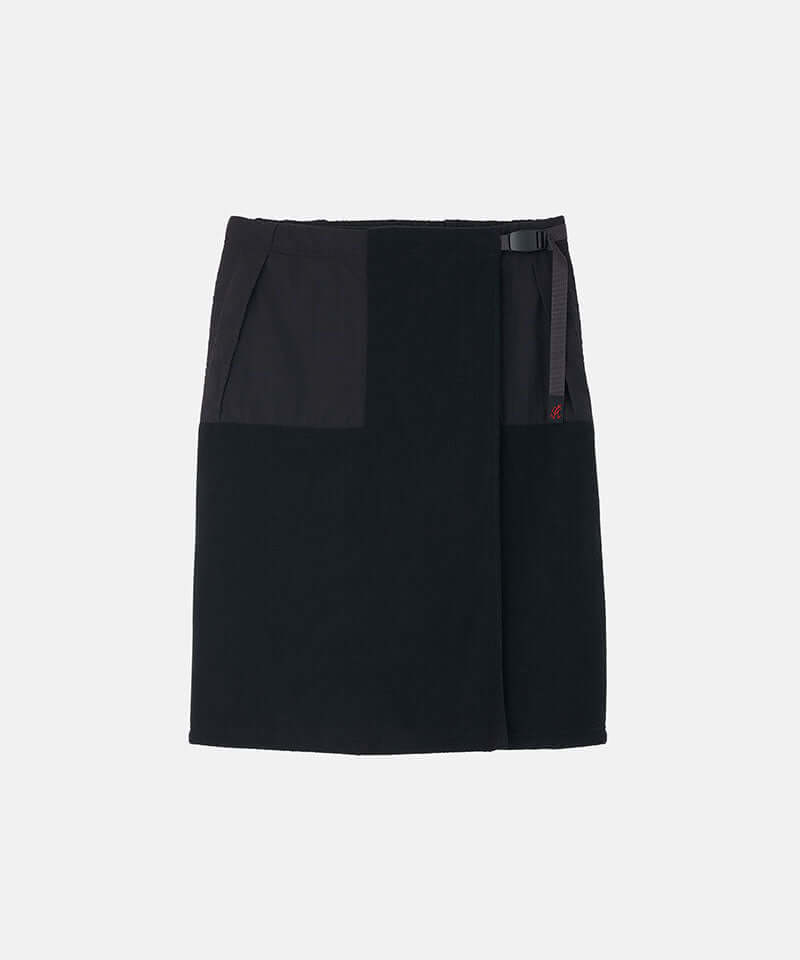 Black Gramicci Thermal Fleece Skirt against a light-tone background.