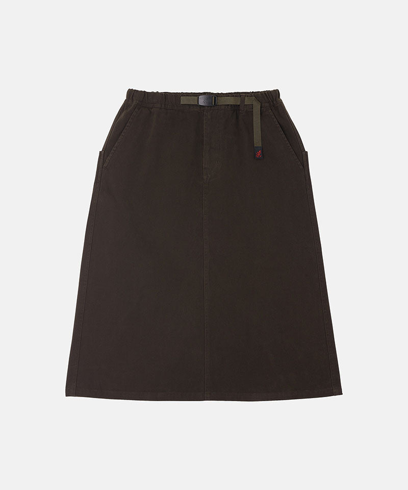 Coffee colored Gramicci Venture Skirt against a light-tone background.
