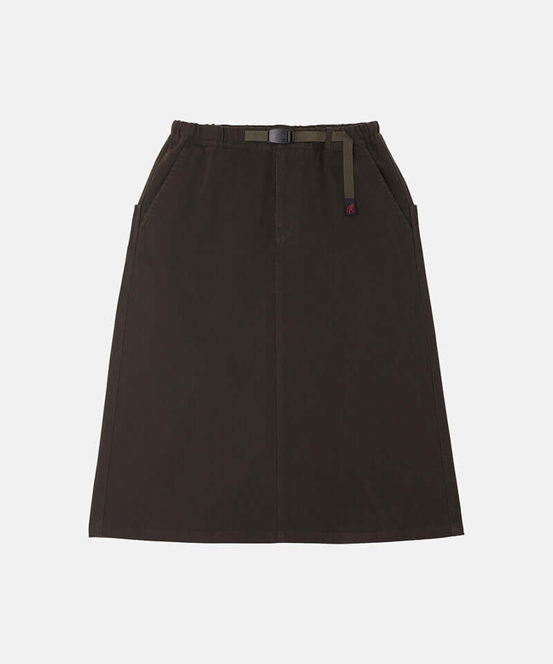 Coffee colored Gramicci Venture Skirt against a light-tone background.