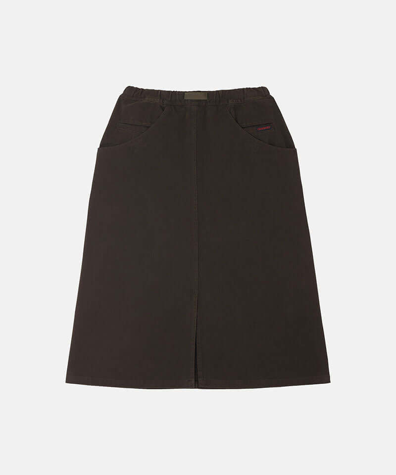 Back view of a coffee colored Gramicci Venture Skirt against a light-tone background.