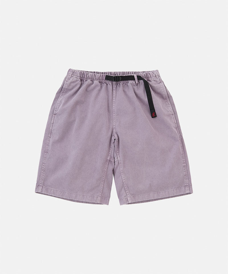 Gramicci Natural Dyed Jam Short in purple with a black belt against a light-tone background.