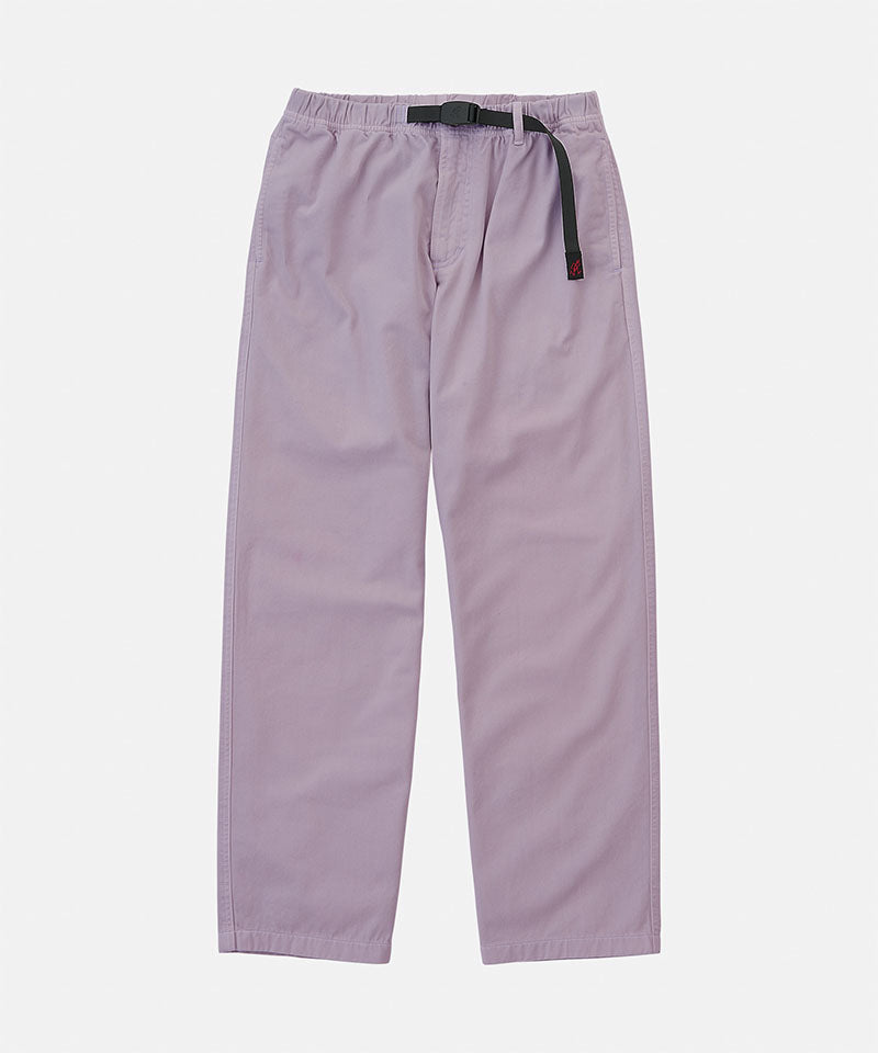 Gramicci purple Natural Dyed Gramicci Pant Straight Fit with a black belt against a light-tone background.
