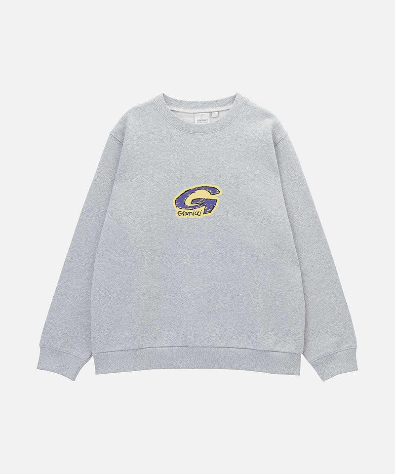 Gray sweatshirt with a logo on a white background