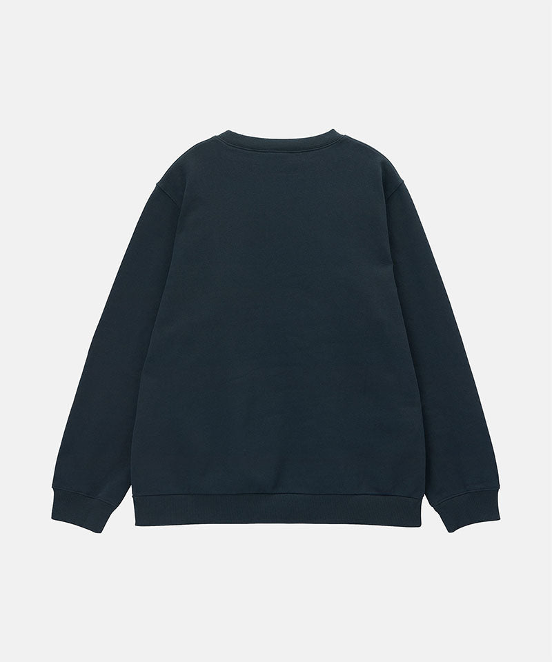 Dark blue sweatshirt on a light gray background