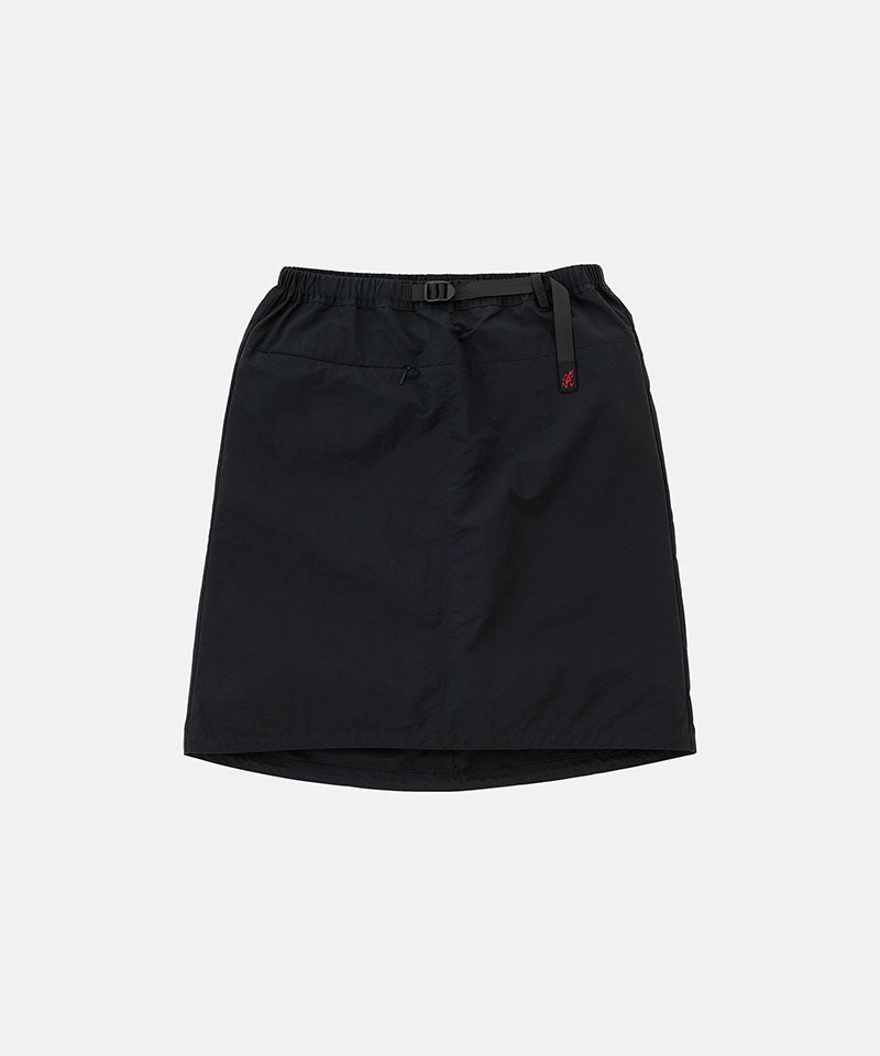 Black skirt with a red tag on a white background