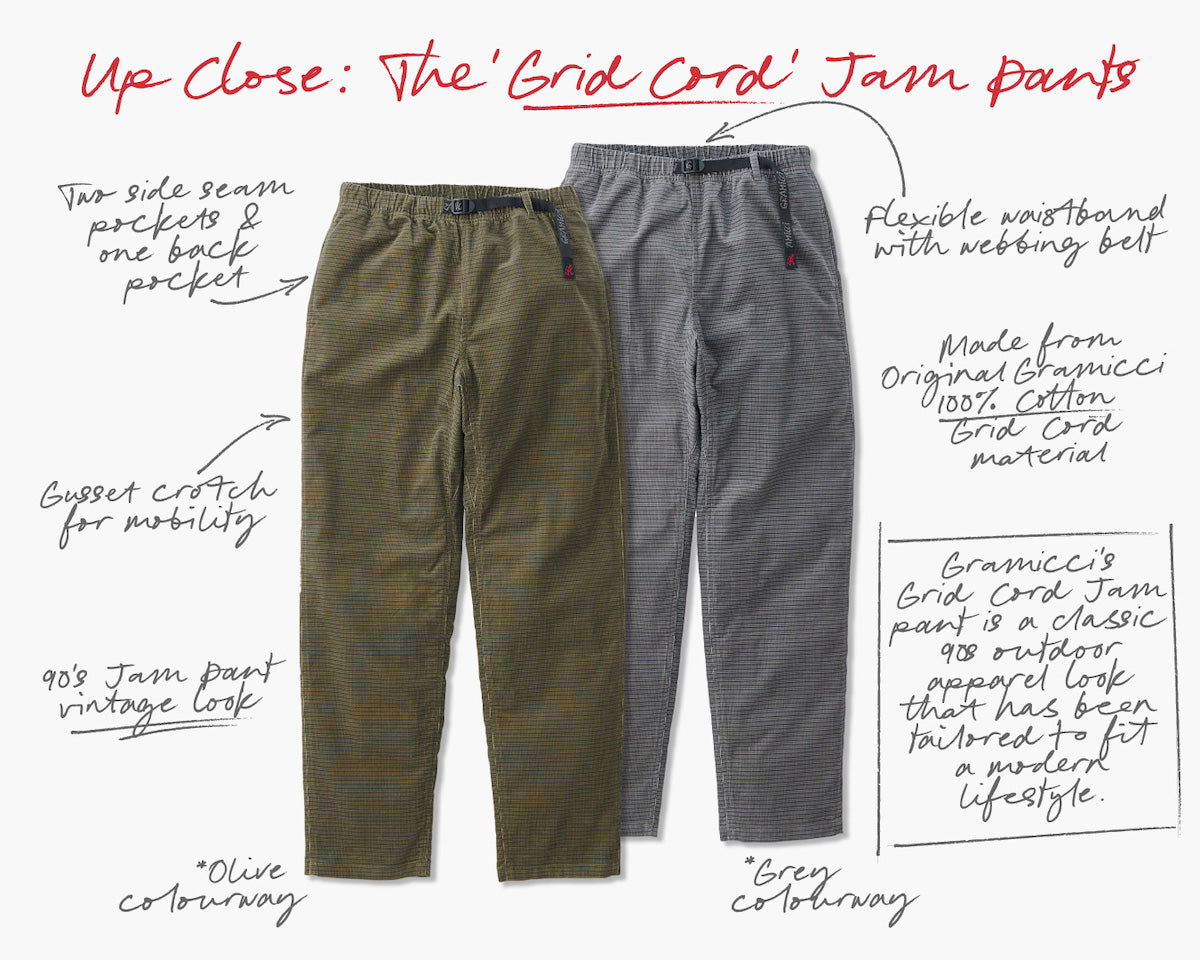 Up Close: The 'Grid Cord' Jam Pants – Gramicci