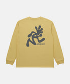 Back view of a Gramicci sulpher pigment Running Man L/S Tee Pigment Dyed with a grey graphic against a light-tone background.