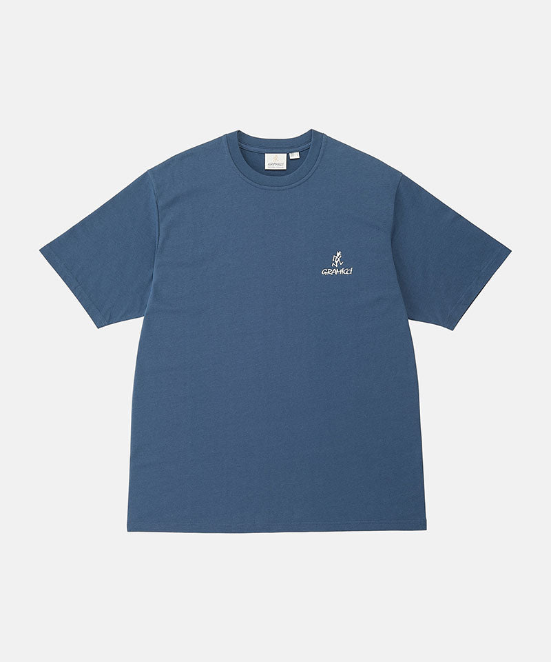Gramicci dusky blue One Point Logo Tee with a graphic against a light-tone background.