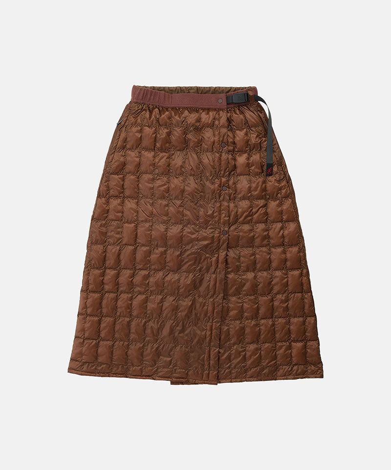Cola colored Gramicci G-Zero Primaloft Skirt against a light-tone background.