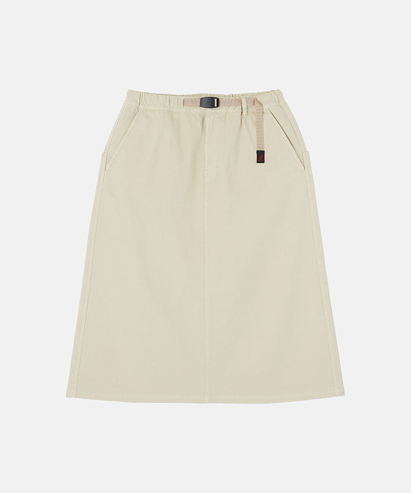 Sand colored Gramicci Venture Skirt against a light-tone background.