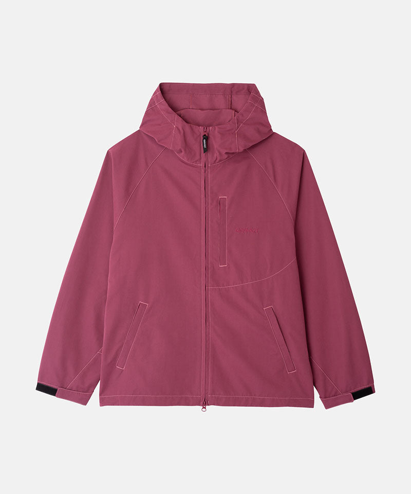 Gramicci burgundy Milton Hooded Jacket against a light-tone background.