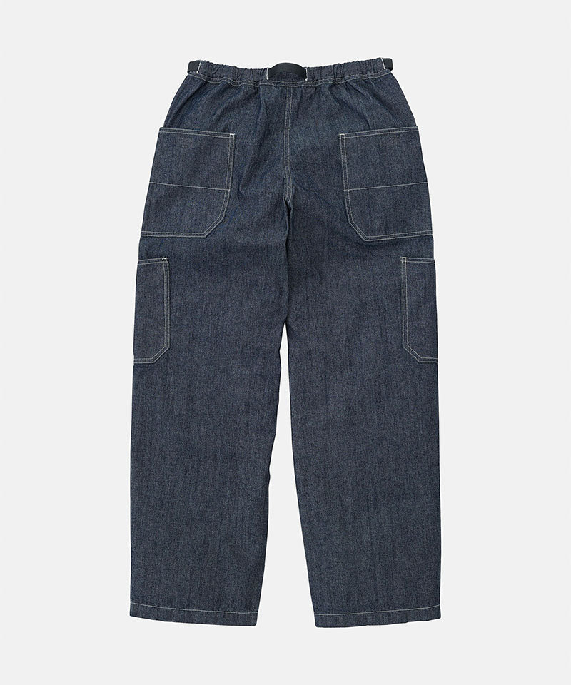 Back view of the Japanese Chambray Rock Slide Pant in navy against a light-tone background.