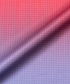Close-up of red and blue gradient UPF Shield S/S Top fabric.