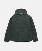 Front view of the Gramicci Beach Hoodie Jacket in shadow with a full-length zipper, divided kangaroo pocket, and small logo tab on a light tone background.