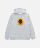 Gray hoodie with a sunflower design on a white background
