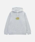 Gray hoodie with a green turtle design on a white background