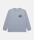 Gramicci lavender Equipped For Dirt L/S Tee with a Gramicci gear graphic graphic against a light tone background.