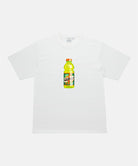 Gramicci white Quencher Tee with hydration drink graphic against a light tone background.