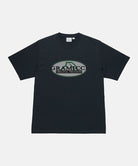 Gramicci vintage black Half Dome Tee with grey graphic against a light tone background.

