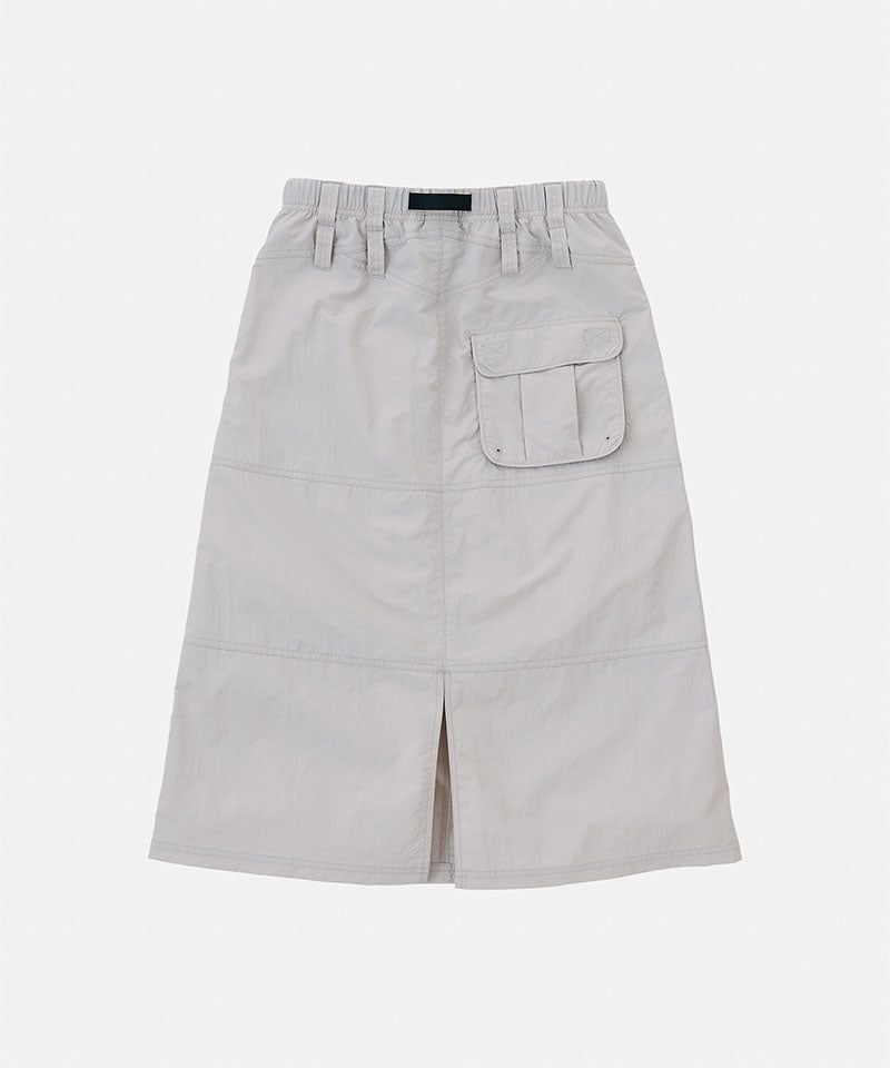 Light gray skirt with a front pocket on a white background