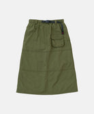 Green skirt with multiple pockets on a white background
