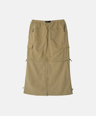 Back view of a Gramicci Convertible Cargo Skirt in the color khaki on a light-tone background.