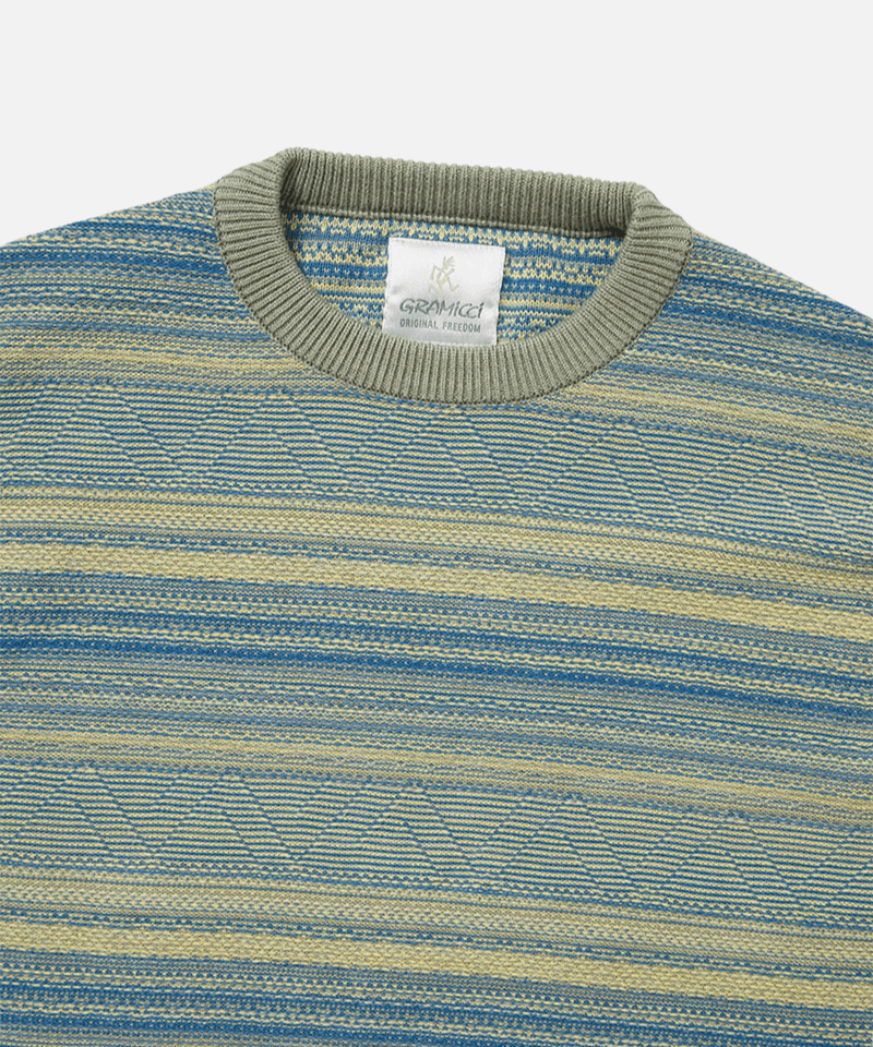 Gramicci & thisisneverthat Pattern Knit Crew Color: YELLOW STRIPE
