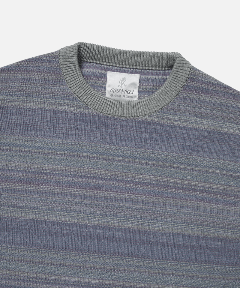 Gramicci & thisisneverthat Pattern Knit Crew Color: SAGE STRIPE