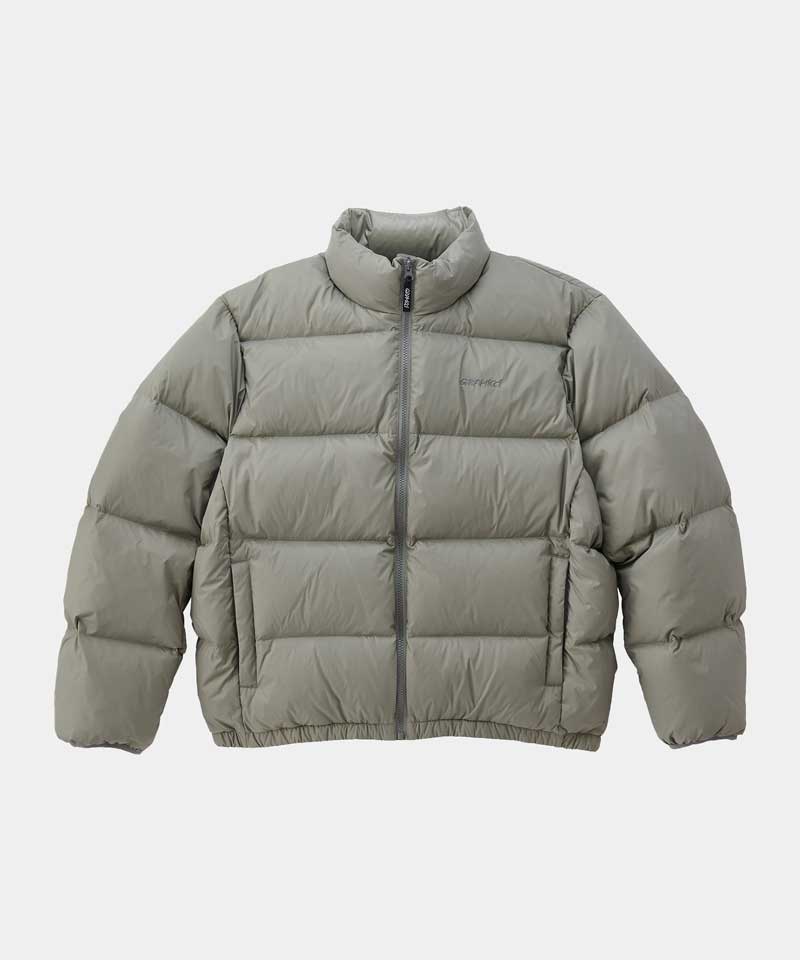 Grey puffer discount jacket with hood